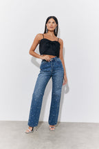 Black Satin Bow Detail Cami Top