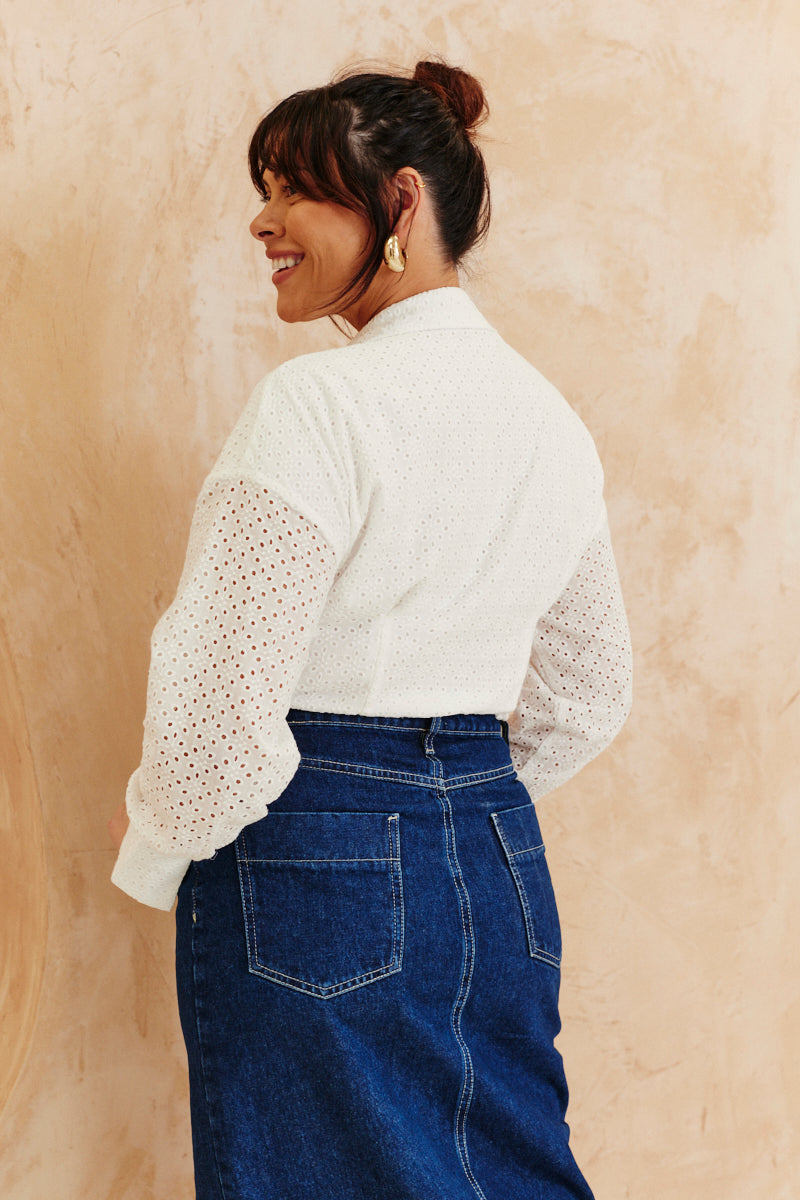 Broderie Shirt Bodysuit