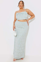 Jacquard Draped Cami Co-Ord Crop Top