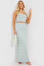 Jacquard Draped Cami Co-Ord Crop Top