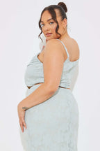 Jacquard Draped Cami Co-Ord Crop Top