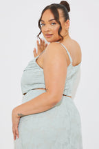 Jacquard Draped Cami Co-Ord Crop Top
