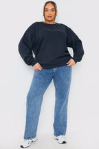 Embroidered Distressed Oversized Sweatshirt