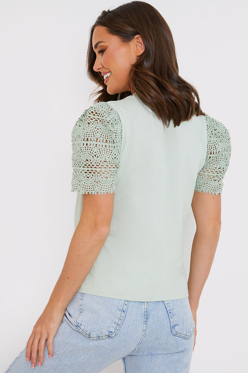 Crochet Sleeve T-Shirt
