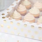 White and Gold Polka Dot 12 Hole Cupcake Box- 10 Inner Pack