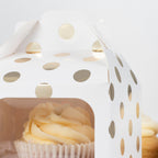White and Gold Polka Dot Single Cupcake Box- 10 Inner Pack