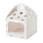 White and Gold Polka Dot Single Cupcake Box- 10 Inner Pack