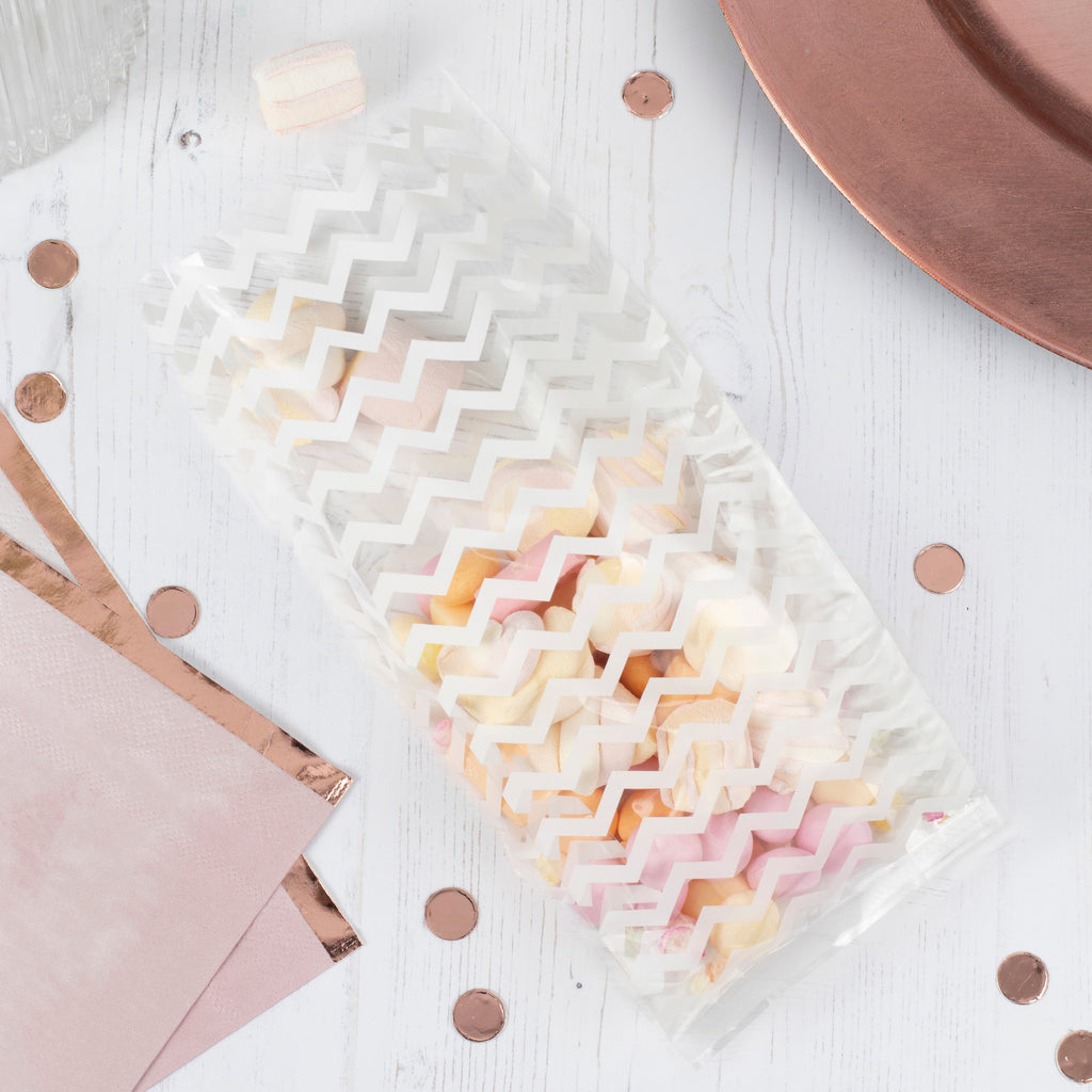 White Chevron Party Bags