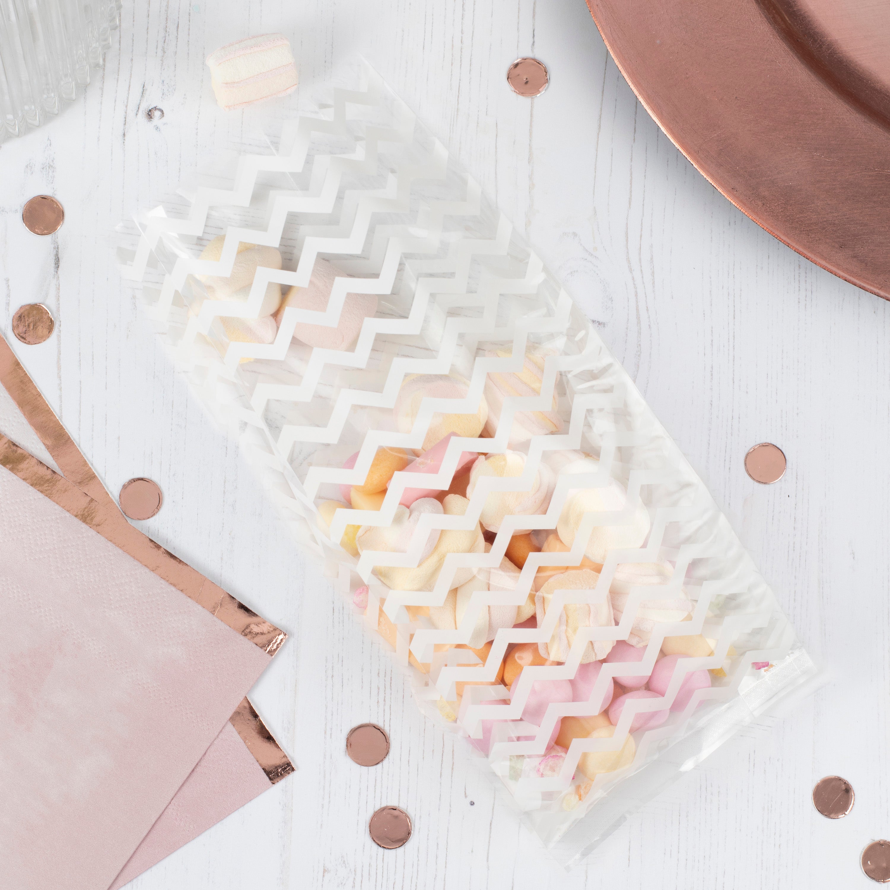 White Chevron Party Bags