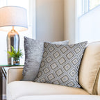 Pisa Silver Grey Geometric Jacquard Cushion Cover Pair