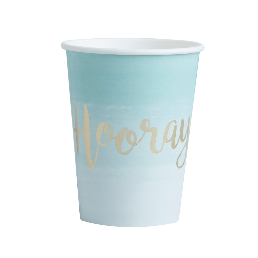 Mint & Gold Foiled Hooray Paper Cups - Pick & Mix- 10 Inner Pack