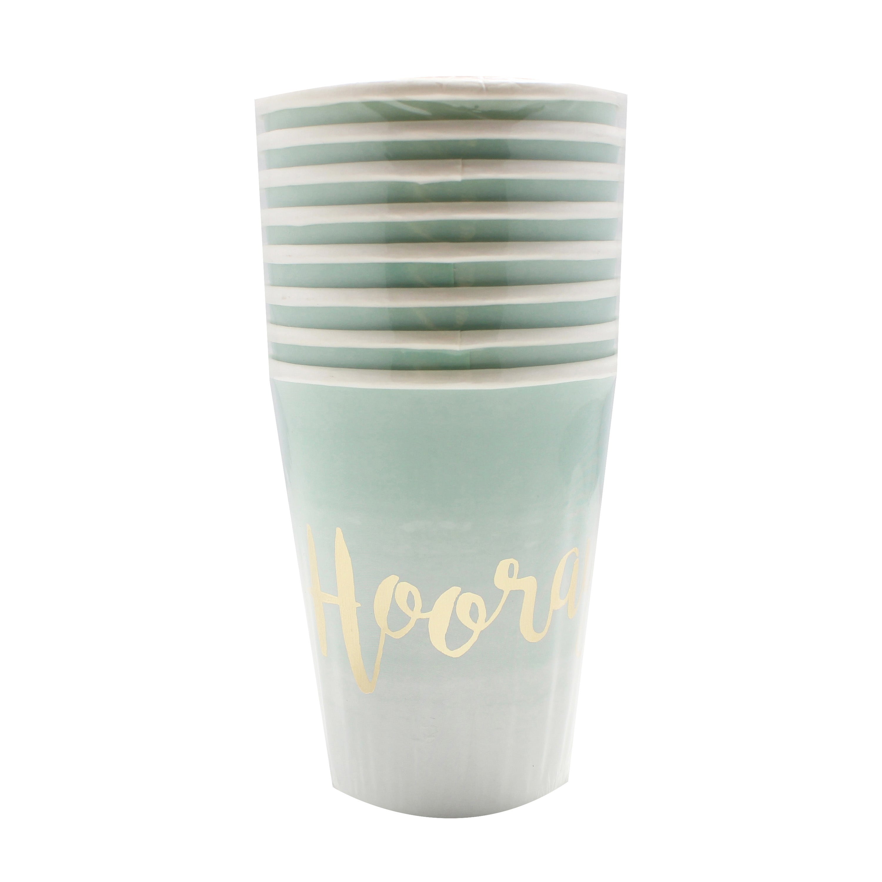Mint & Gold Foiled Hooray Paper Cups - Pick & Mix- 10 Inner Pack