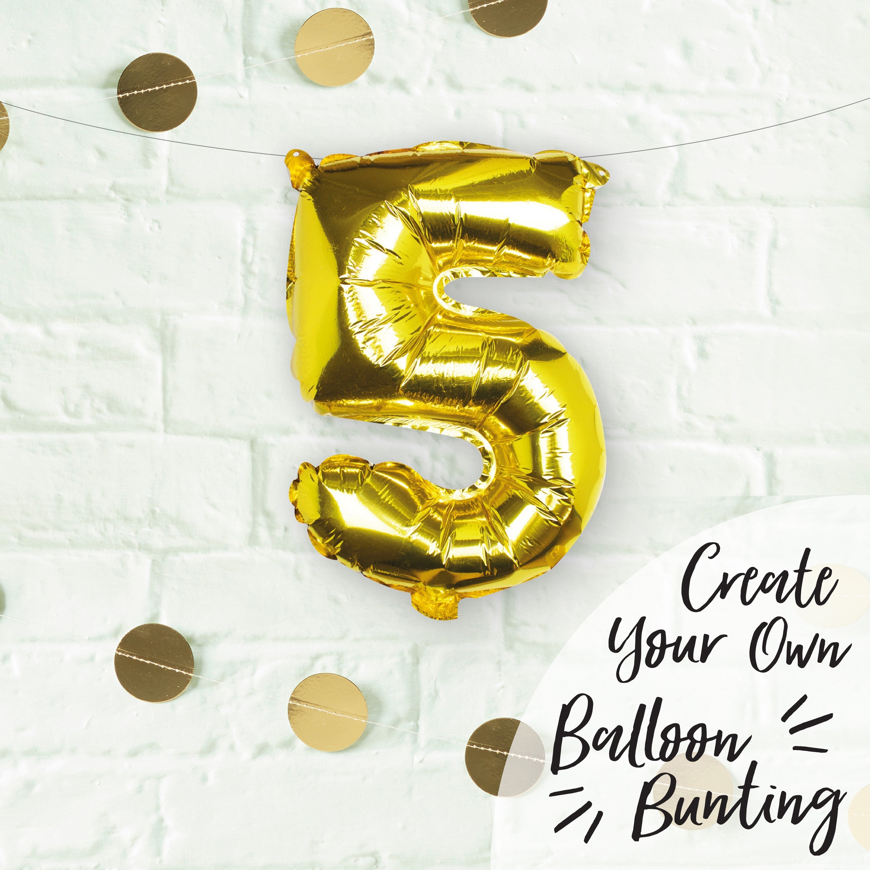 Gold Foil Number Balloon- 5 Inner Pack