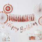 Rose Gold Happy Birthday Bunting Balloon
