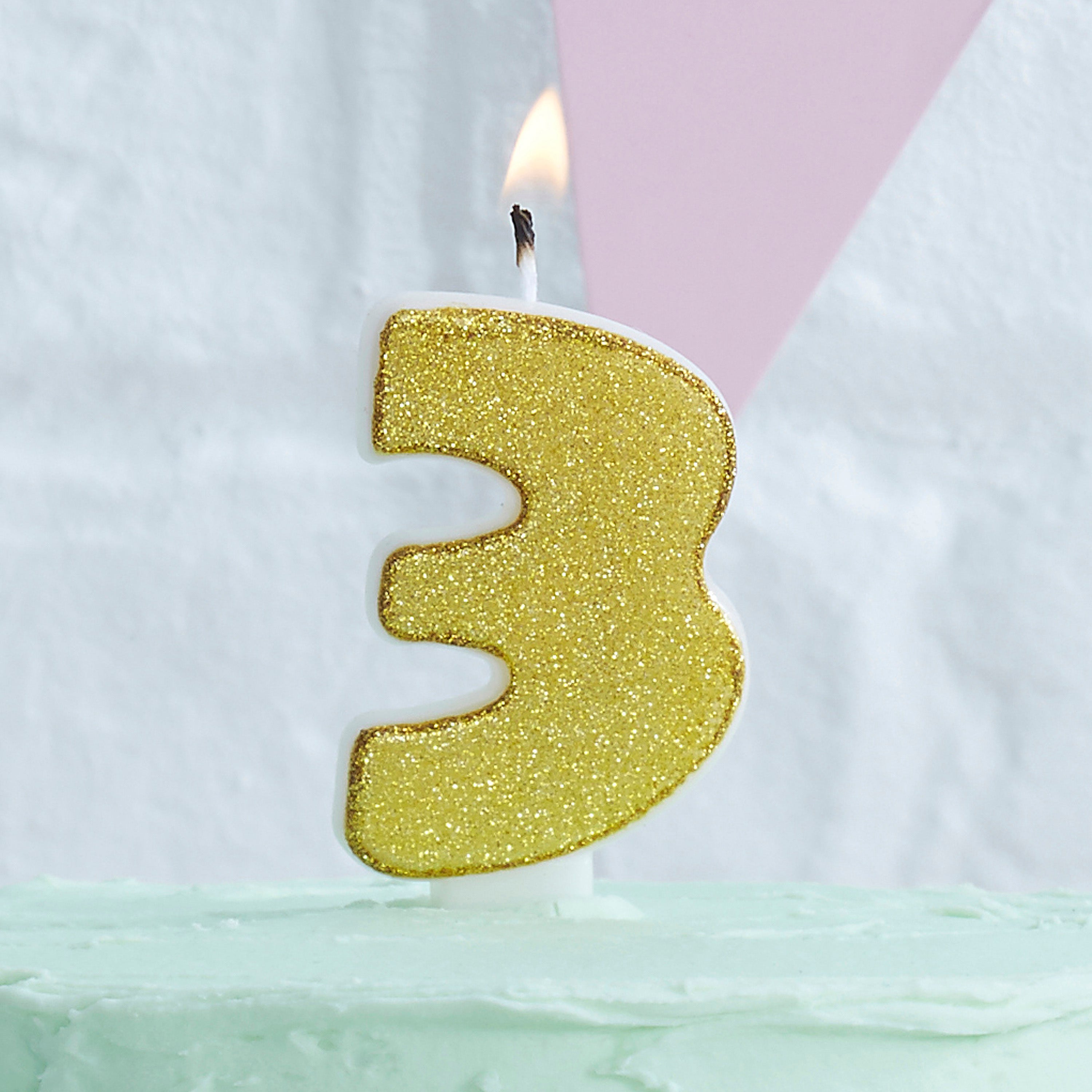 Gold Glitter 3 Number Candle - Pick and Mix