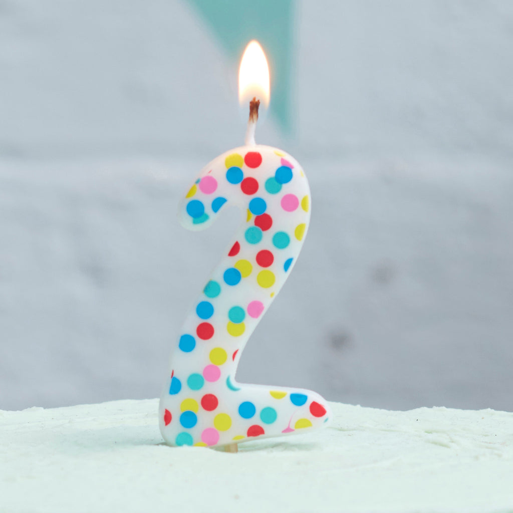 Polka Dot Candle Number 2 - Pick and Mix