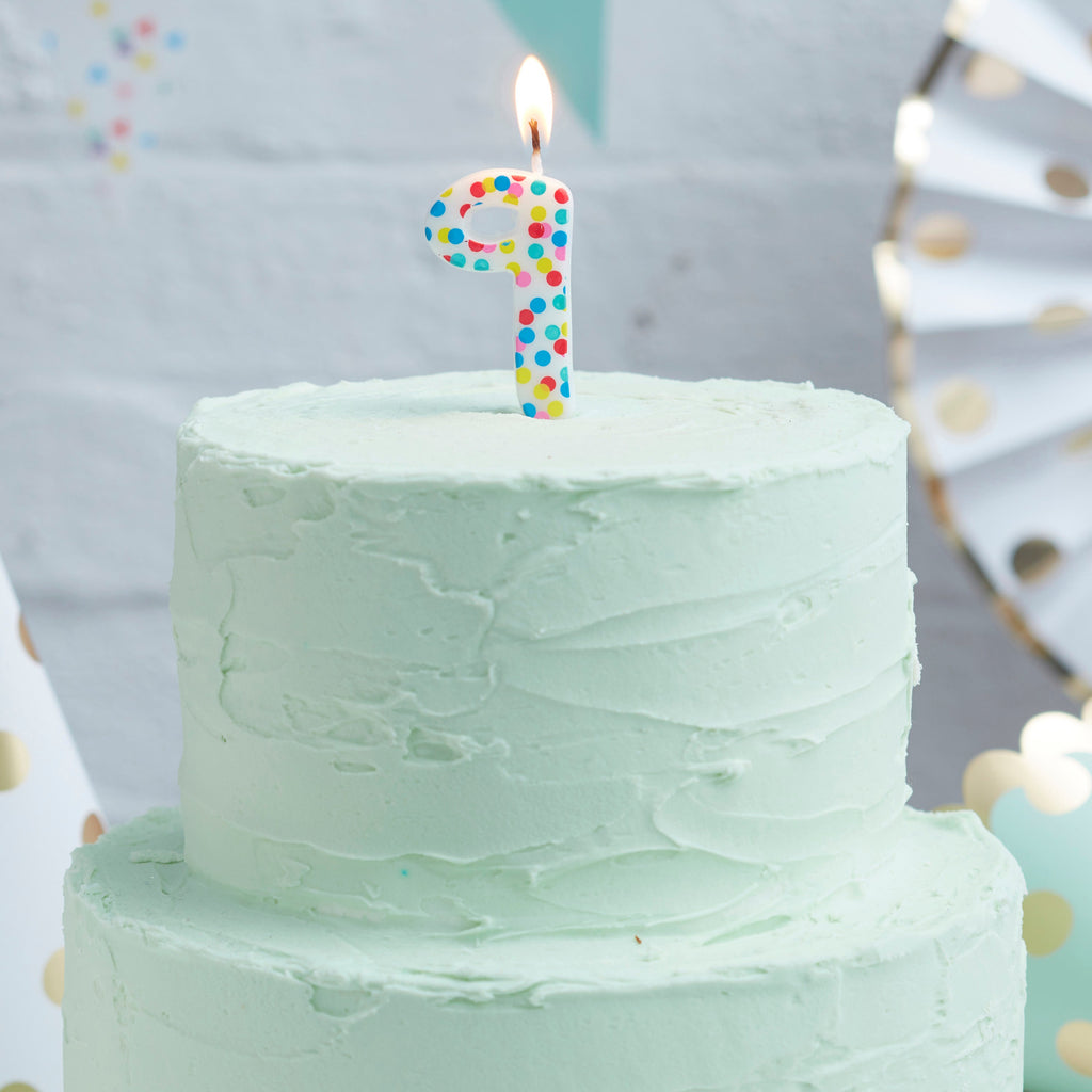 Polka Dot Candle Number 9 - Pick and Mix
