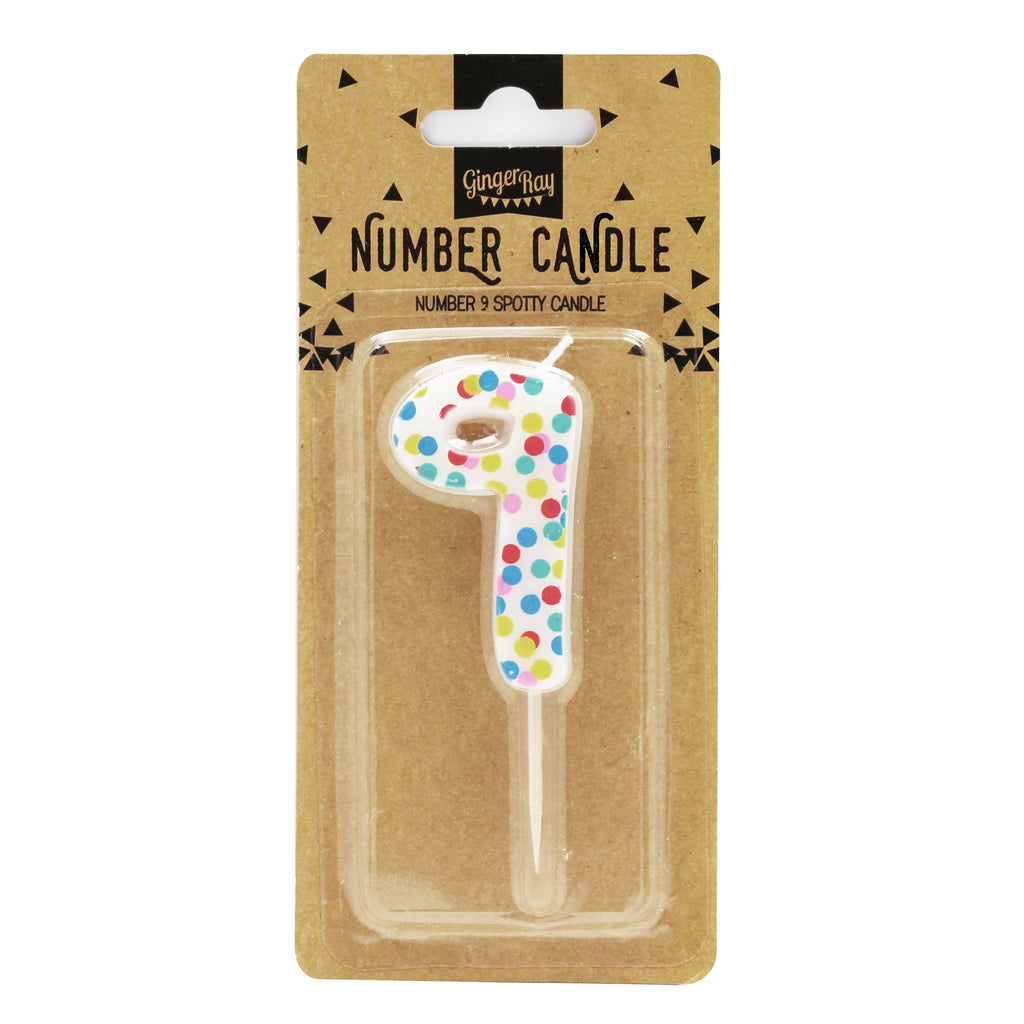 Polka Dot Candle Number 9 - Pick and Mix