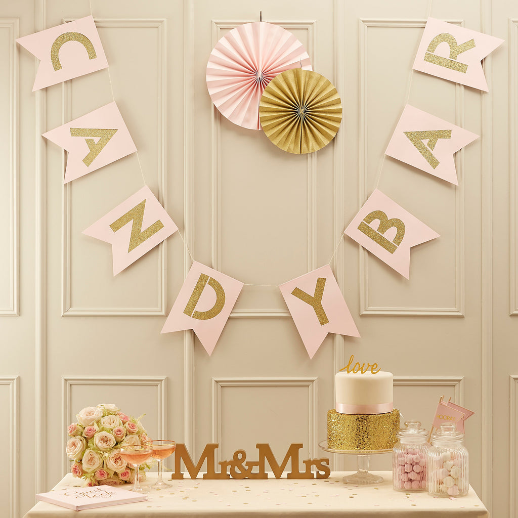 Pink & Gold Candy Bar Bunting - Pastel Perfection- 5 Inner Pack