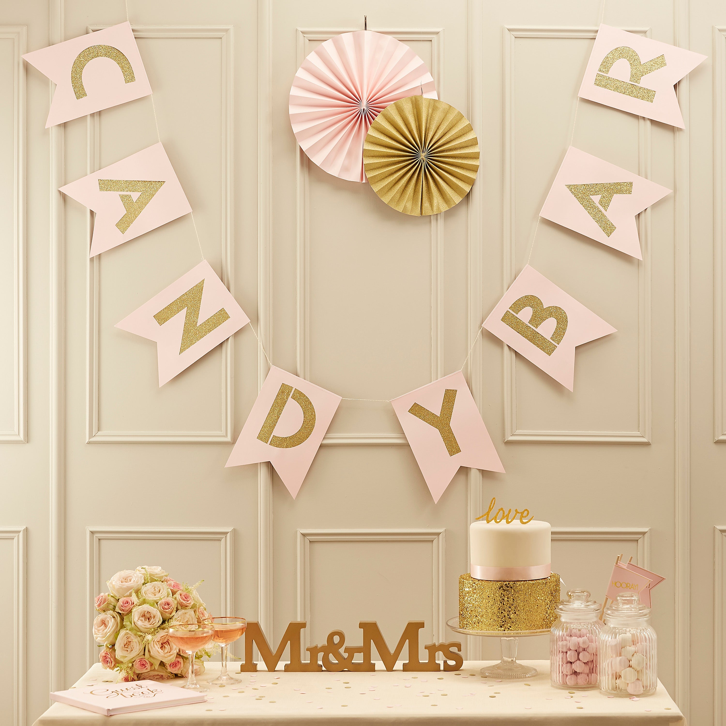 Pink & Gold Candy Bar Bunting - Pastel Perfection- 5 Inner Pack