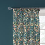 Palais Teal Pencil Pleat Curtains