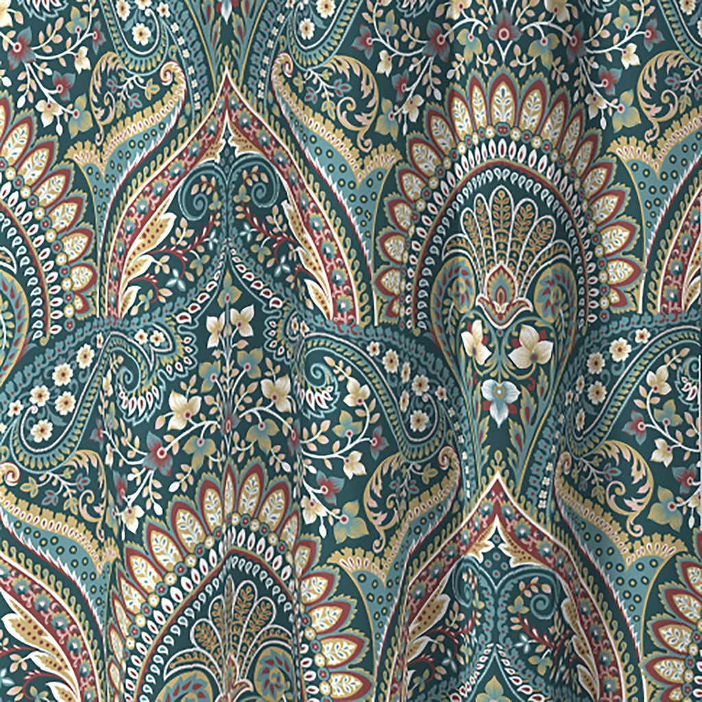 Palais Teal Pencil Pleat Curtains