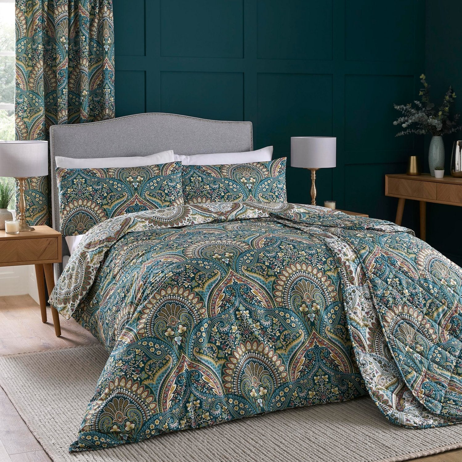 Palais Teal Reversible Duvet Set