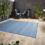 POP Outdoor Blue Flat Weave Plain Rug