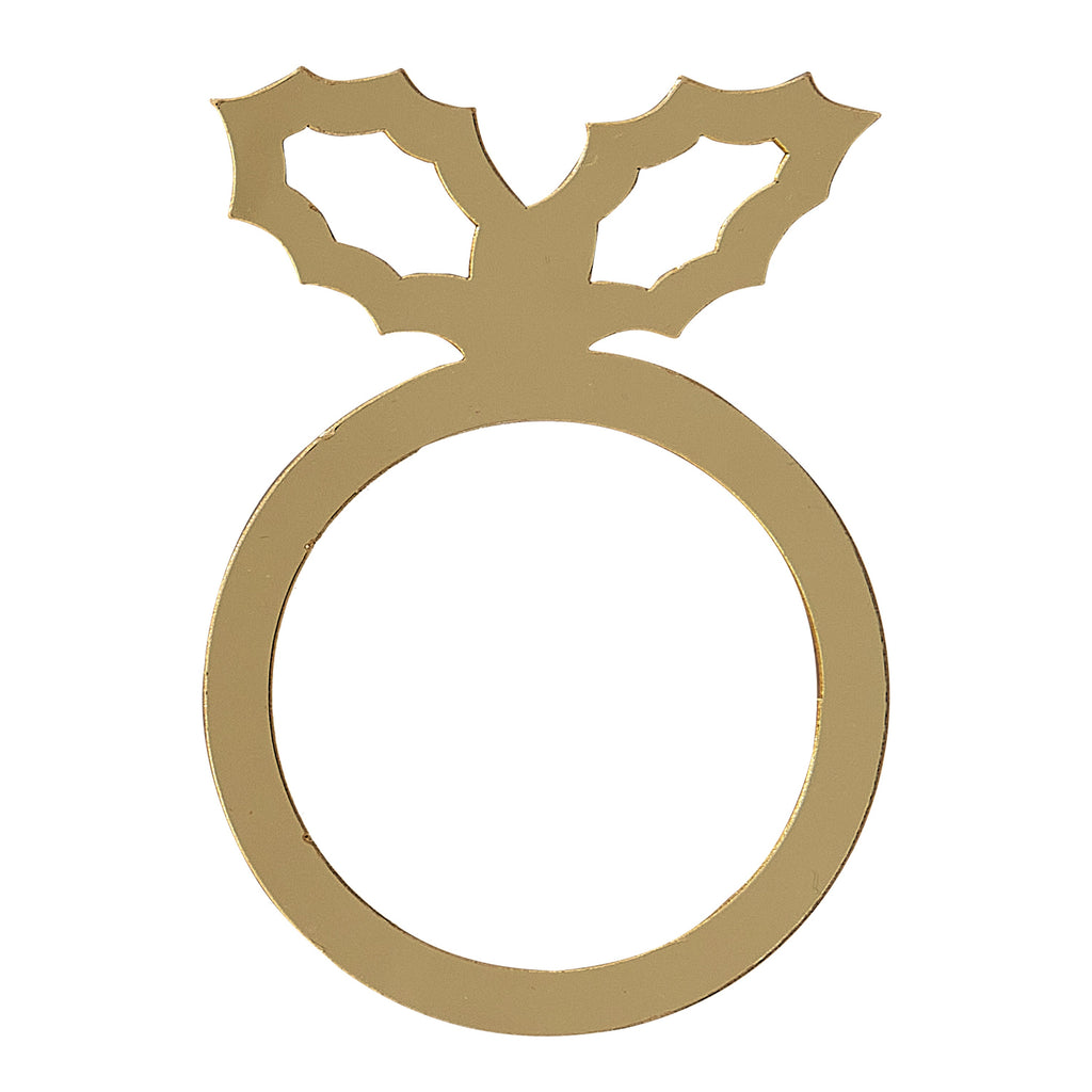 Gold Acrylic Holly Napkin Rings