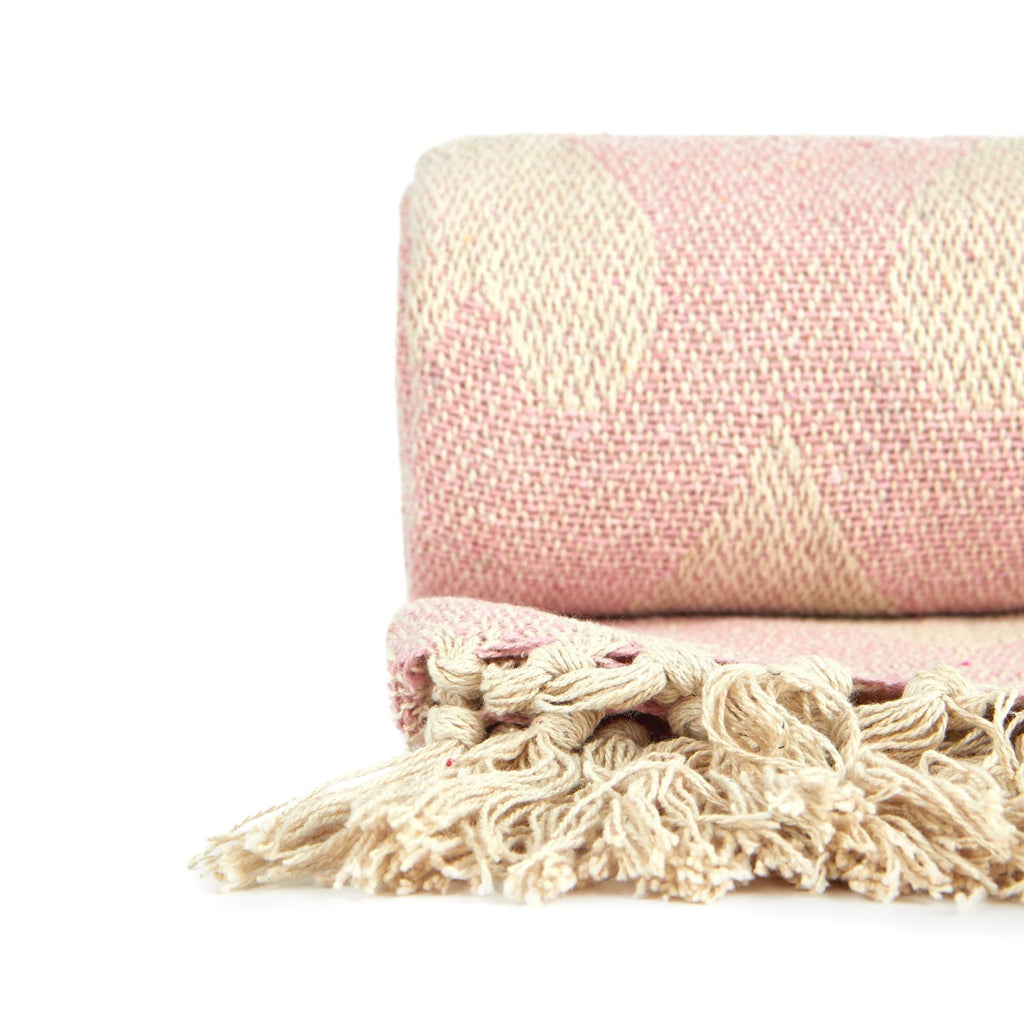Blush Pink Heart Recycled Cotton Throw