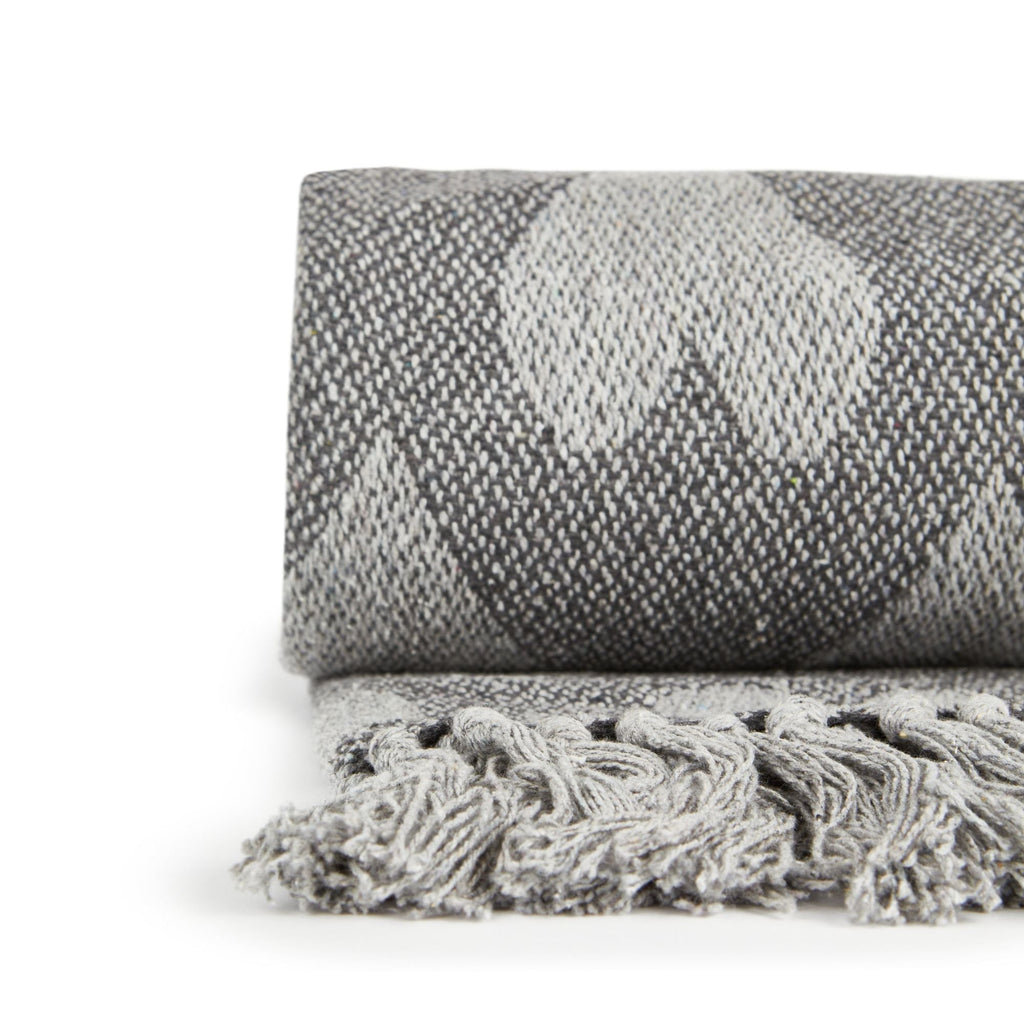 Grey Heart Recycled Cotton Throw
