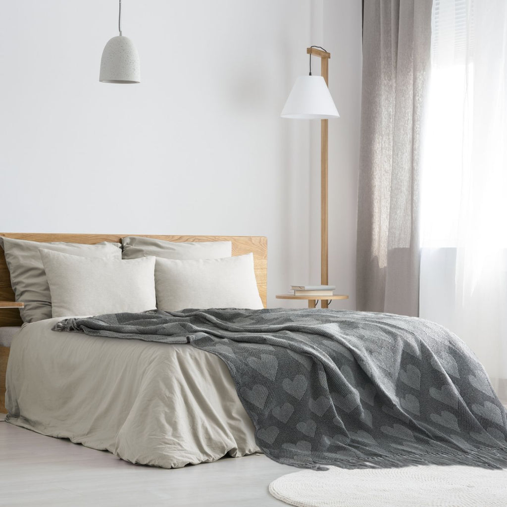 Grey Heart Recycled Cotton Throw