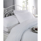 White Ritz 300 Thread Count 100% Cotton Satin Stripe Duvet Set