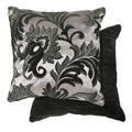 Rome Black Damask Chenille Cushion Cover Pair