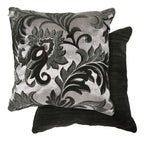 Rome Black Damask Chenille Cushion Cover Pair