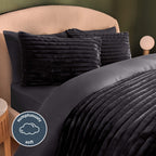 Silentnight Faux Fur Black Reversible Duvet Set