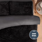 Silentnight Faux Fur Black Reversible Duvet Set