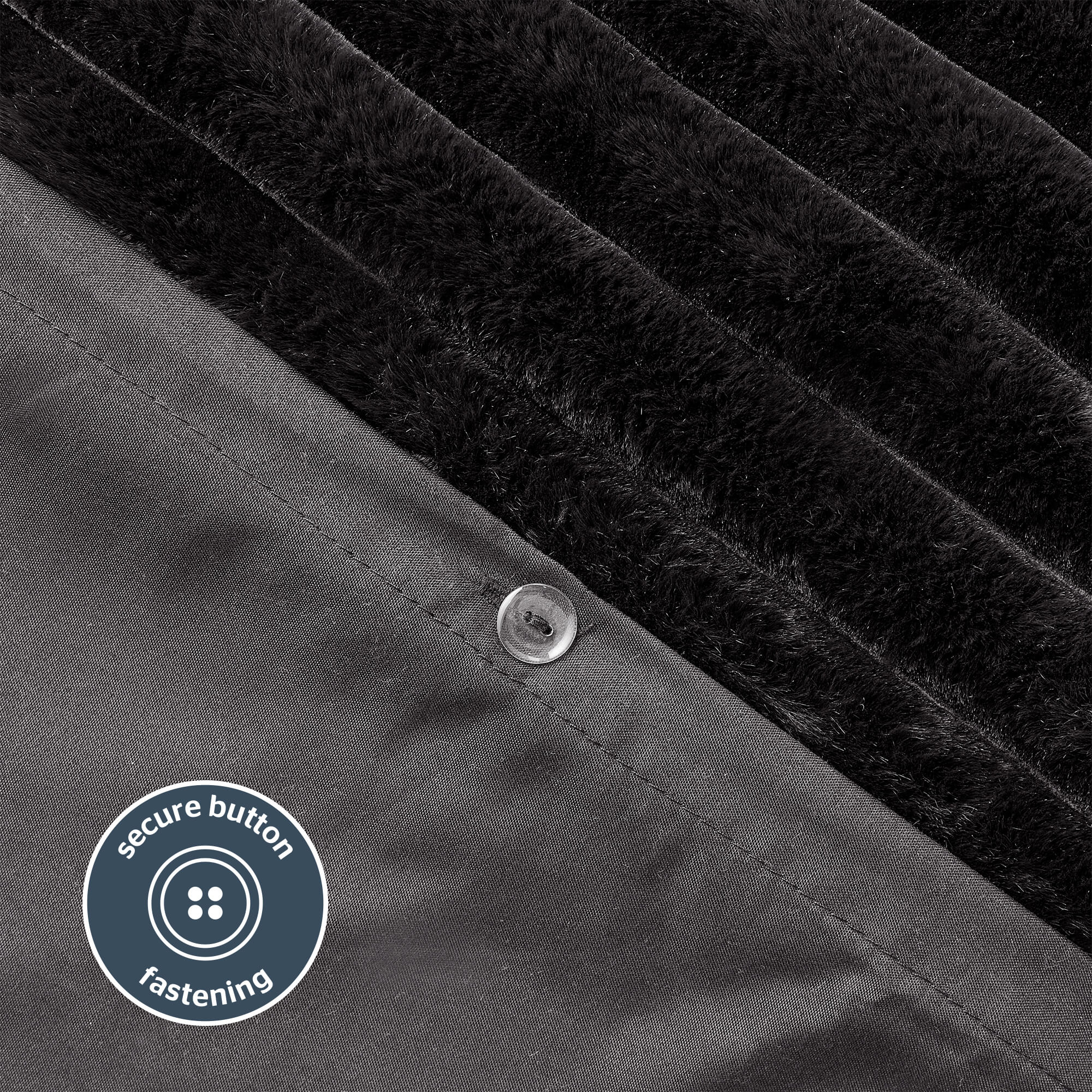 Silentnight Faux Fur Black Reversible Duvet Set
