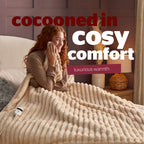 Silentnight Luxury Ribbed Faux Fur Natural Heated Throw