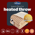 Silentnight Luxury Ribbed Faux Fur Natural Heated Throw