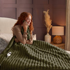 Silentnight Luxury Ribbed Faux Fur Green Heated Throw