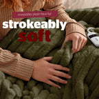 Silentnight Luxury Ribbed Faux Fur Green Heated Throw