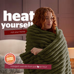 Silentnight Luxury Ribbed Faux Fur Green Heated Throw