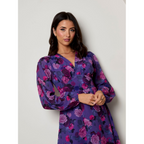 Chi Chi London V Neck Floral Printed Chiffon Dress in Purple