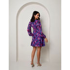 Chi Chi London V Neck Floral Printed Chiffon Dress in Purple