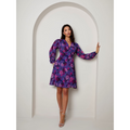 Chi Chi London V Neck Floral Printed Chiffon Dress in Purple