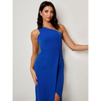 Chi Chi London One Shoulder Split Detail Midi Dress in Cobalt