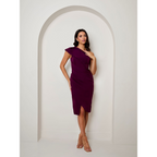 Chi Chi London One Shoulder Wrap Detail Midi Dress in Purple