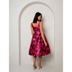 Chi Chi London Sleeveless Floral Fit and Flare Midi Dress in Purple
