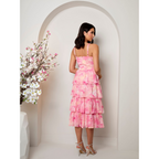 Chi Chi London Sleeveless Floral Print Midi Dress in Pink